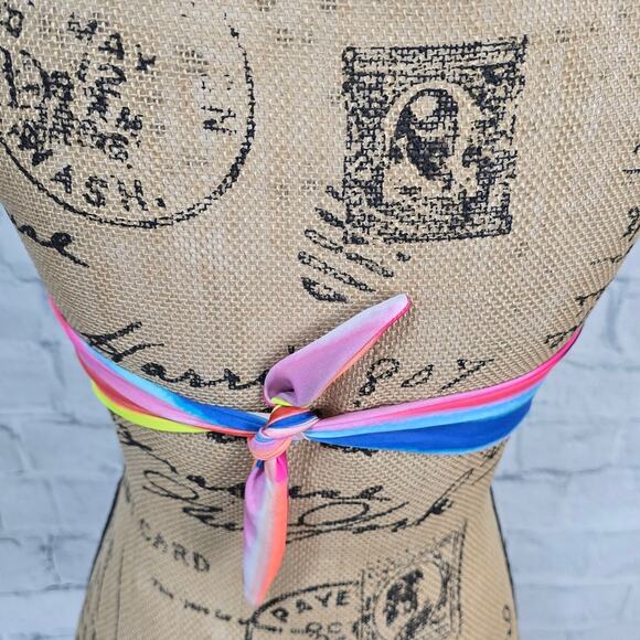 Mara Hoffman bandeau bikini top Sz S tied back swimsuit missing strap A8C - Picture 4 of 4